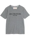 Valentino White Roundneck Striped T-shirt In Blue