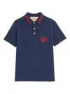 Valentino Cotton Piquet Polo With Vg Embroidery In Blue