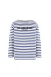 Valentino Chez Logo Long-sleeved Stripe T-shirt In Blue