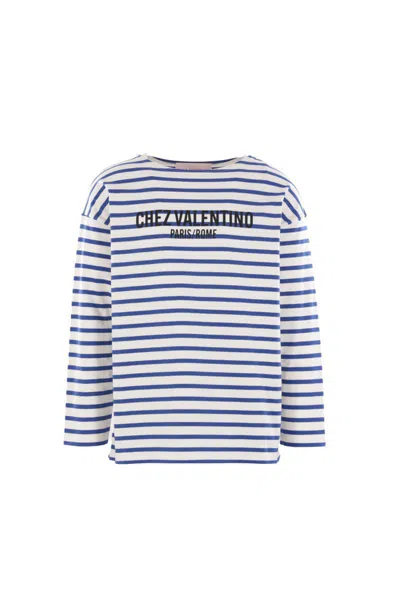 Valentino Garavani Men Embroidered Cotton T-shirt In Stripped