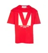 Valentino Crewneck Graphic Print T-shirt Logo In Red