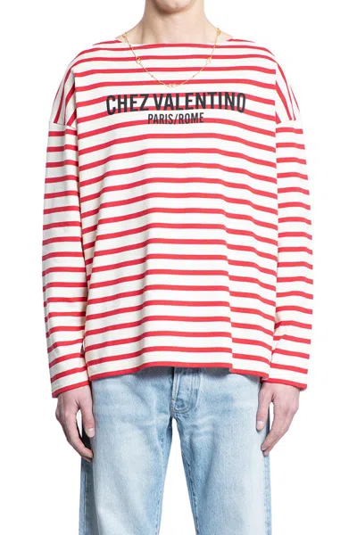 Valentino Logo Cotton Jersey L/s T-shirt In Red