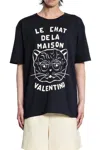 Valentino Garavani T-shirt With Le Chat De La Maison Print In Black