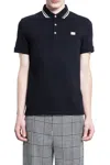Valentino Garavani Black Polo Shirt With Classic Bicolor Collar And Logo Patch On The Front In Cotto In Black