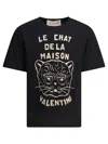 Valentino Garavani T-shirt With Le Chat De La Maison Print In Black