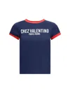 Valentino Fitted Cotton T-shirt Crew Neck In Blue