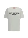 Valentino Cotton Slogan Print Drop Shoulder T-shirt In White