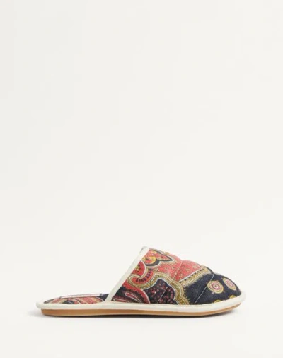 VALENTINO GARAVANI VALENTINO GARAVANI TA CHAMBRE SLIDE IN VOYAGE IMAGINAIRE DENIM FABRIC