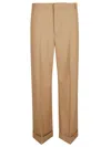 Valentino Garavani Tailored Trousers With Cuffed Hem In Brown