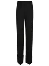 Valentino Garavani Tailored Virgin Wool Trousers With Turn-ups In Black