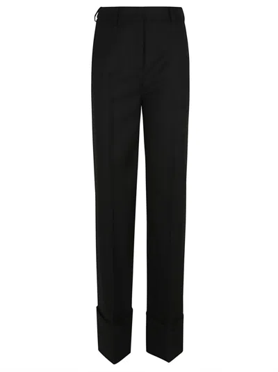Valentino Garavani Tailored Virgin Wool Trousers With Turn-ups In Black