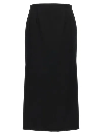 Valentino Garavani Tailored Wool Midi Skirt With Side Slits In Black