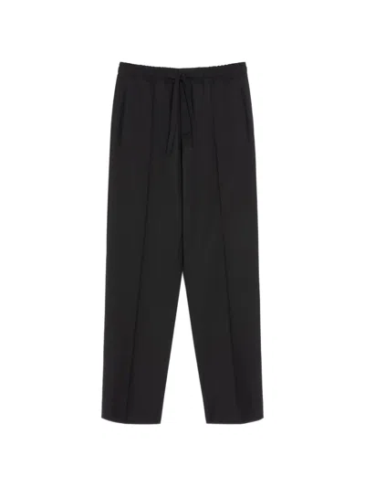Valentino Garavani Tailored Wool-mohair Drawstring Waist Trousers With Side And Back Pockets In Nero
