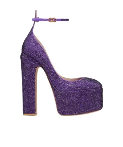 Valentino Garavani Tan-go Embellished Pumps In Purple