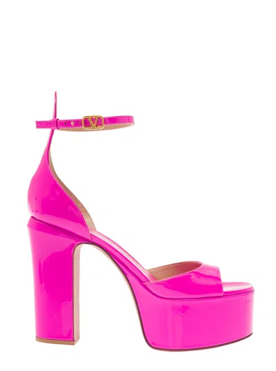 Valentino Garavani Woman Sandals Fuchsia Size 8 Leather In Pink