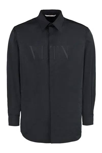 Valentino Vltn Overshirt In Tech Fabric In Black