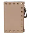 Valentino Garavani Textured Calf Leather Wallet In Pink