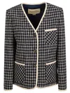 Valentino Boucle Wool Blend Jacket With Contrast Trim In Black