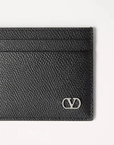 Valentino Garavani Textured Leather Card Case In Black