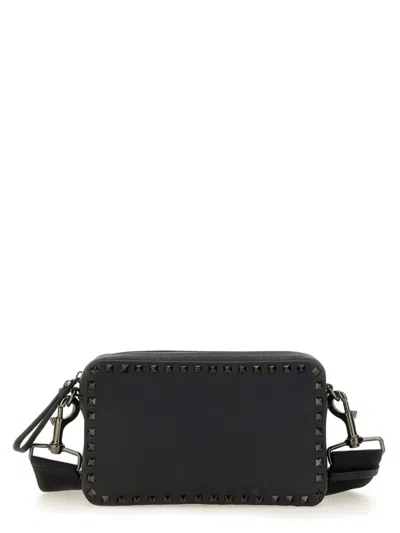 Valentino Garavani Textured Leather Shoulder Bag With Pyramid Studs