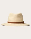 Valentino Garavani The Bold Edition Vlogo Woven Panama Fedora Hat With Metal Detail Woman Natural/go In ナチュラル/ゴールド/サドルブラウン
