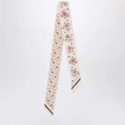 Valentino Garavani Thin Silk Scarf With Floral Pattern Women In Multicolour