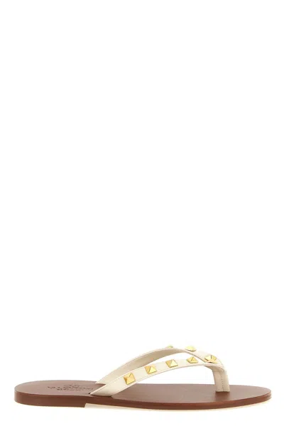 Valentino Garavani 'thong Rockstud' Sandals In White
