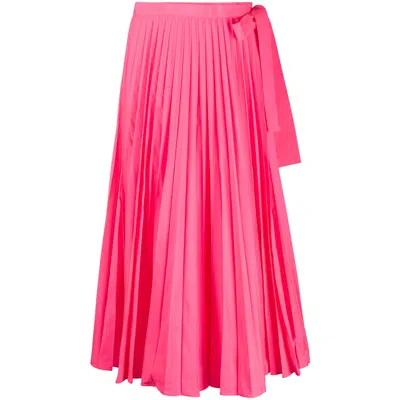 Valentino Garavani Tied-waist Pleated Skirt In Pink