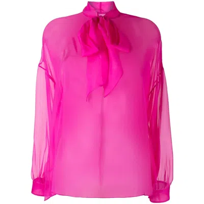 Valentino Garavani Tie-fastening Sheer Blouse In Pink