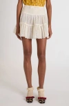 Valentino Garavani Tiered Daisy Eyelet Cotton Miniskirt In White