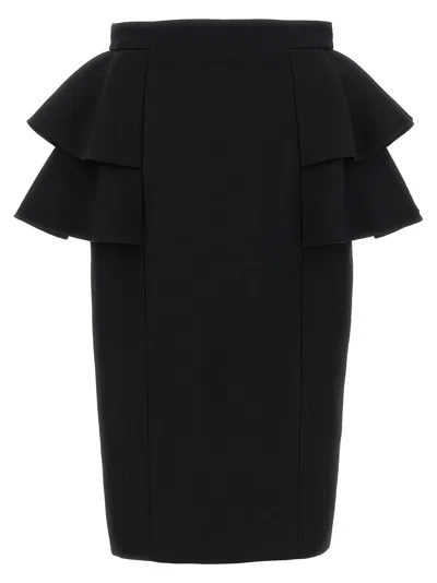 Valentino Garavani Tiered Ruffle Crepe Skirt In Black