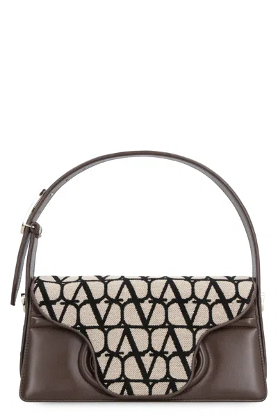 Valentino Garavani Toile Iconographe And Leather Le Grand Deuxieme Shoulder Bag In Brown