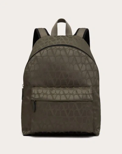 Valentino Garavani Toile Iconographe Backpack In Technical Fabric In ミリタリーグリーン