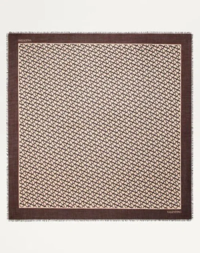 Valentino Brown Toile Iconographe Scarf In Beige/black