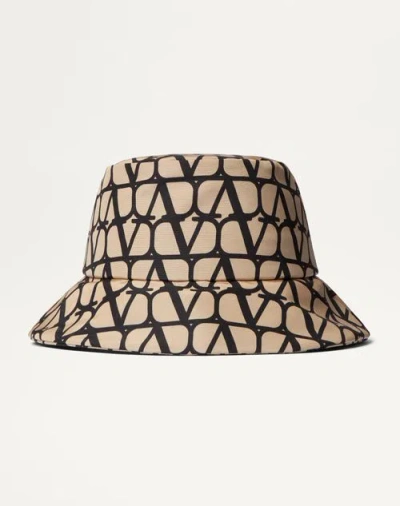 Valentino Garavani Toile Iconographe Faille Bucket Hat Woman Beige/black S