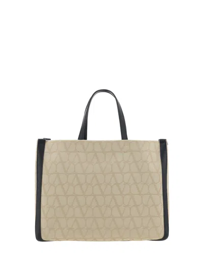 Valentino Garavani Toile Iconographe Handbag In Chinos/nero