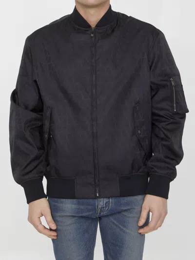 Valentino Garavani Toile Iconographe Nylon Bomber In Black
