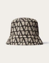 Valentino Garavani Toile Iconographe Nylon Bucket Hat In Beige/black