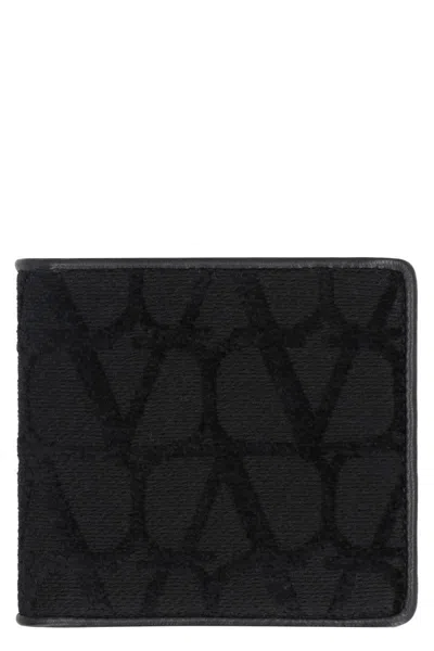 Valentino Garavani Toile Iconographe Print Wallet In Black