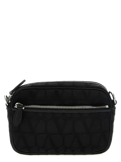 Valentino Garavani Toile Iconographe Shoulder Bag In Black
