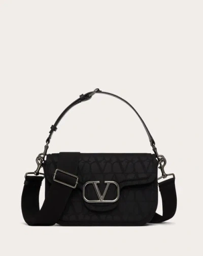 Valentino Garavani Toile Iconographe Shoulder Bag In Technical Fabric In ブラック