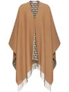 Valentino Asymmetrical Wool Poncho With Fringed Edge In Black