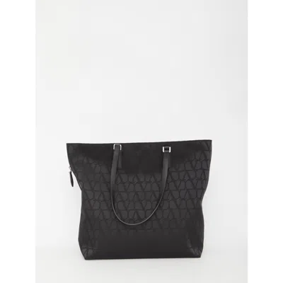Valentino Garavani Tolie Iconographe Shopping Bag In Black