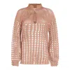 Valentino Openwork Sweater In Linen Blend In Nude