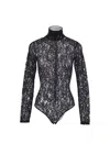 Valentino Garavani Sheer Lace Bodysuit In Black
