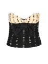 Valentino Plusdepois Print Chiffon Top With Handmade Draping And Bow Detail In Black/betulla