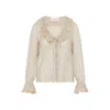 Valentino Lace-trimmed Ruffled Polka-dot Silk-chiffon Blouse In Beige