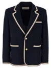 Valentino Blue Jersey Blazer With Torchon Piping