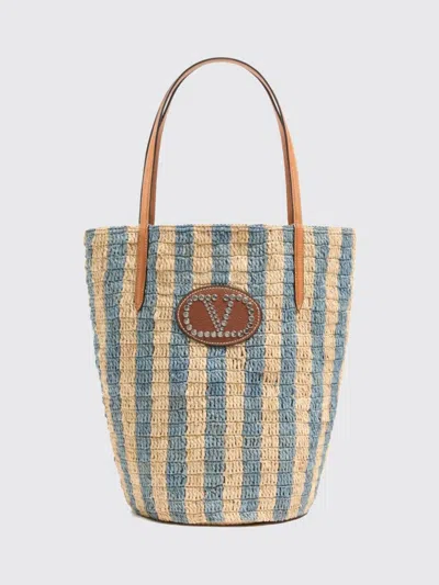 Valentino Garavani Tote Bag Woman Color Gnawed Blue In Multi