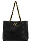 Valentino Garavani Laseine Shopping Bag In Nappa Leather With A Chevron Pattern For Woman In Black